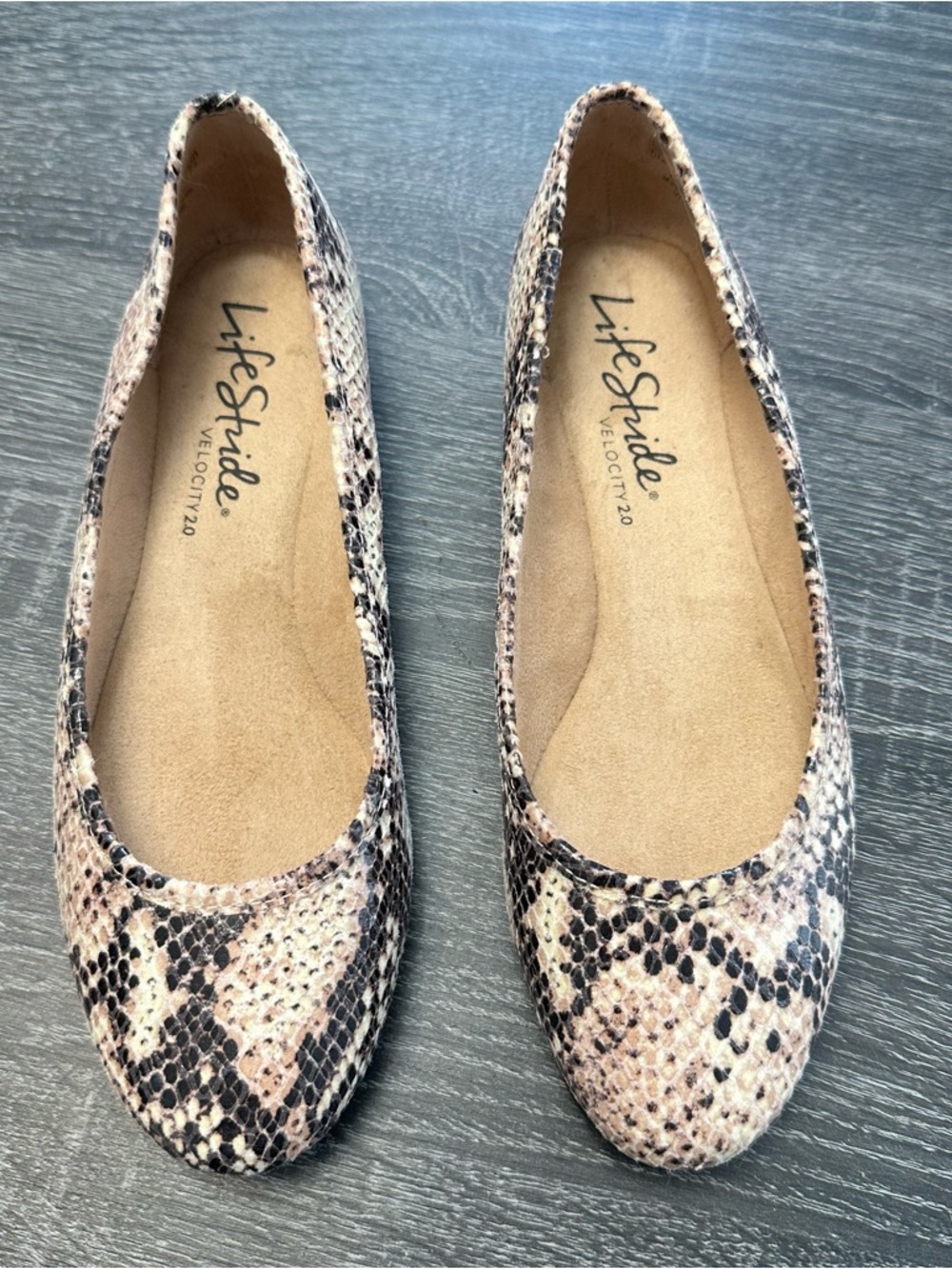 Life Stride Snake-Print Ballet Flats in Pink and Black